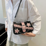 Fashion Women's Handbags Denim Stars Pattern Cool Girls Underarm Bag Female Small Shoulder Hobo Bags Chain Tote Bag