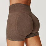High Waist Yoga Shorts Women Sand Washed Yoga Shorts Workout Shorts Fitness Yoga Lift Butt Fitness Yoga Gym Running Short Pants