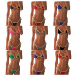 Womens Exotic Sets Sexy Triangle Bikini Extreme Sets Hollow Out Micro Thong Swimsuit Mini G-String Swimwear Lingerie Nightwear