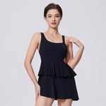 Naked Women's Tennis Dresses Sleeveless Short Cake Skirt Hollow Out Backless Gym Running Trainning Slim One Piece Sports Suit