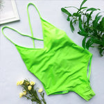 S - XXL V Neck Scrunch Butt Female Swimwear One Piece Swimsuit Women Backless Monokini High Cut Leg Bathing Suit Swim Bodysuit