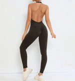 Women's Seamless Yoga Jumpsuits Sports Fitness Peach Hip-lifting Beauty Backless One-piece Pocket Tight Workout Gym Bodysuit
