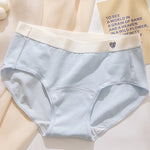 1 Pack Women's Heart Print Waistband Cotton Mid-Rise Panties Solid Color Briefs Stretch Daily Wear Lingerie M-XL Underwear