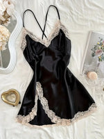 V-neck Lace Camisole Nightgown Hot Backless Sexy Women Sleepwear Short Silk Sleep Shirts Elegant Pajamas Lingerie Night Dress