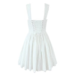 Foridol Bowknot Back Lace Up White Dress Women Sleeveless Lace Decor Summer Short Dress Elegant A-line Party Sundress 2025 New