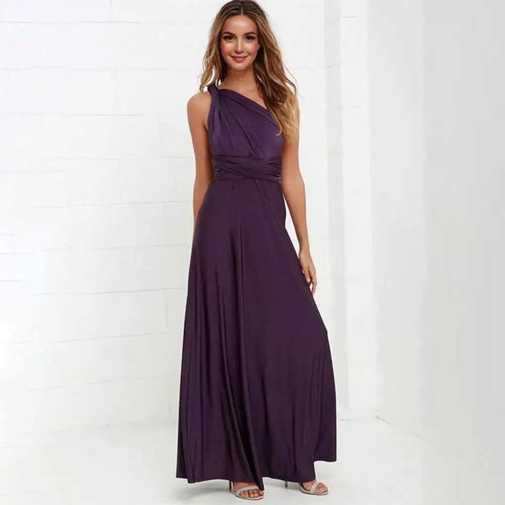 Women Dress Halter Sleeveless Backless Multiple Strap Design Party Dress Wedding Banquet Festival Long Dress