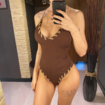 5 Colors V Neck Ribbed Cross Back One Piece Swimsuit Women Swimwear Female High Leg Cut MonokiniBather Bathing Suit Swim V6278