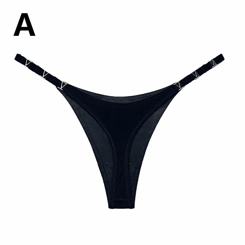 Sexy Thong for Women Underwear Briefs Seamless Panties Flower Low Rise Luxury Metal Buckle G String Bikini Girls T Pants Panty