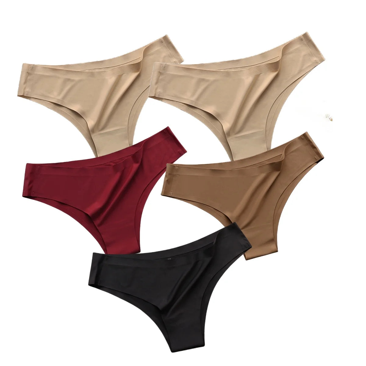 5PCS/Set Panties Women Seamless Underwear Low Rise Female Underpants Glossy Solid Color Briefs Comfort Invisible Underwear