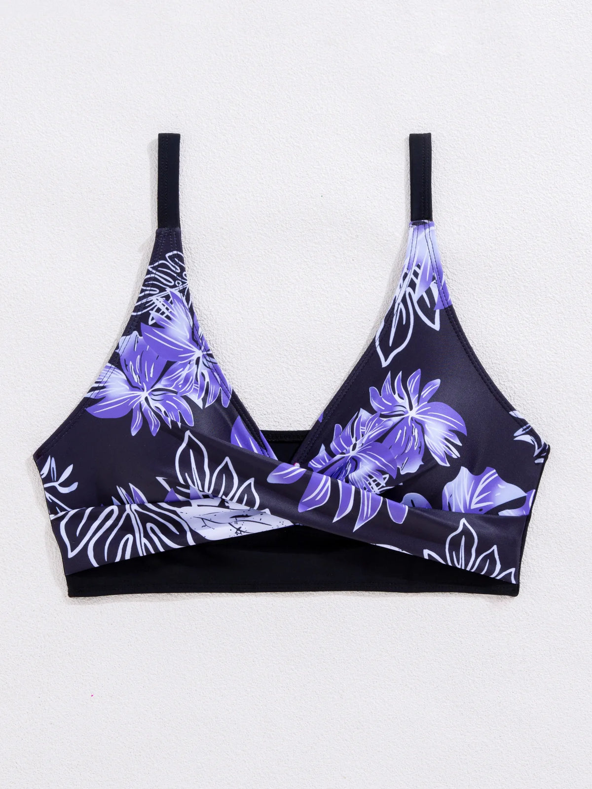 Women's Two-Piece Swimsuit Cross Strap Backless Bikini Floral Print Sports Fit Bodycon Polyester Fabric Swimming Water Sport