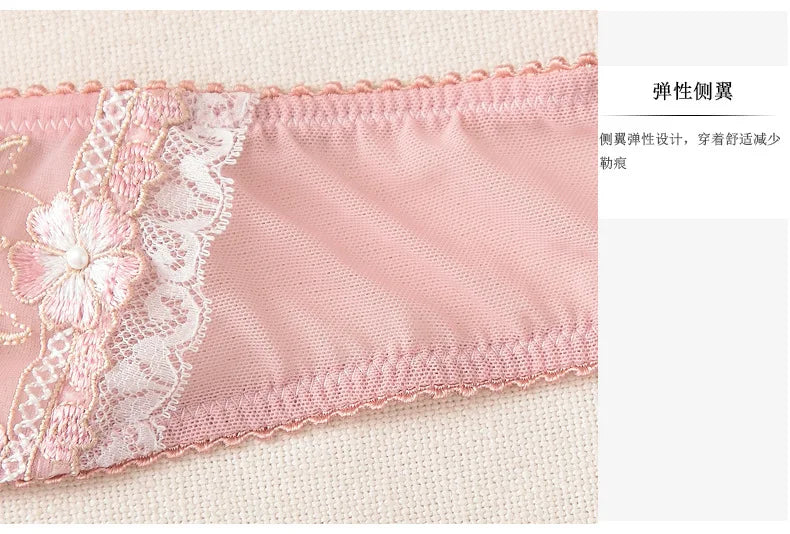 MOYISU Happy Sexy Big Breasts Show Small Underwear Women Small Breasts Summer Thin Bra French Pure Desire Lace Underwire Bra Set