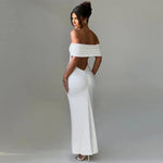 Temperament Slim Strapless Long Dress Women Solid Color Sexy Off-shoulder Backless Package Hip Sleeveless Club Party Dresses