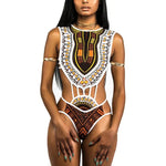 S - XXL Sexy African Print One Piece Swimsuit Women Swimwear Female High Cut Out Monokini Trikini Bather Bathing Suit Swim Lady