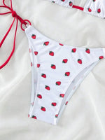 DEKA Women Cute Strawberries Print Bikini Set Sexy Thong Swimsuit Two Pieces Bathing Suit Swimwear