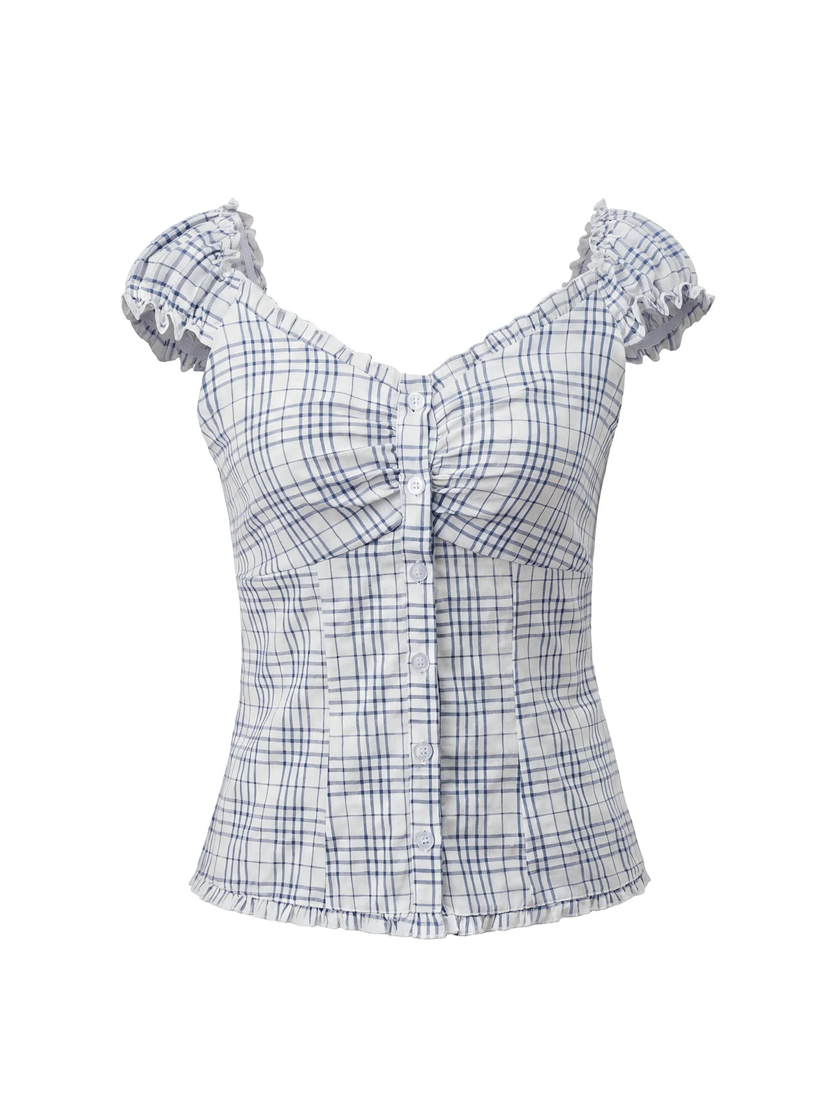 Women Summer Tops and Blouse Short Sleeve Square Neck Button Down Shirts Y2K Retro Casual Daily Streetwear