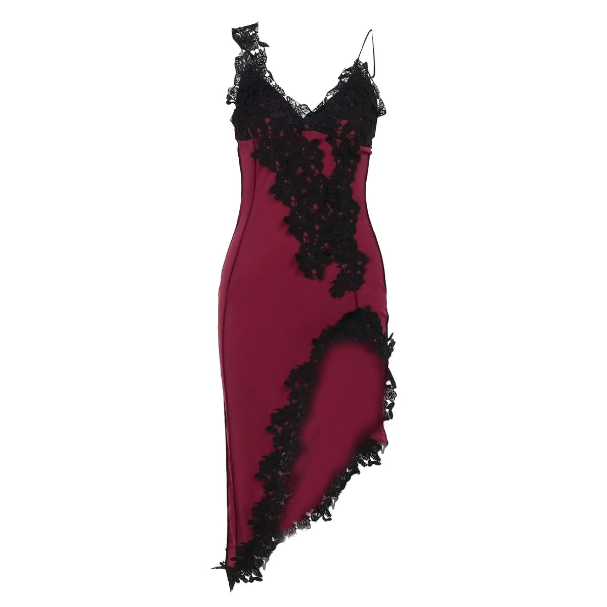 Womens Sexy Deep V Suspender Dress Lace Patchwork Slim Open Back Casual Dresses Summer High Waist Side Slit Midi Bodycon Dress