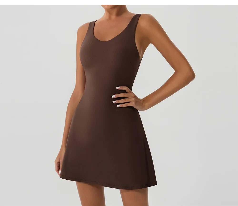 Tennis Fitness Dresses Women Fake Two Piece Sports Dress Outdoor Casual High ElasticityRunning Yoga Golf Mini Skirts