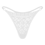 New Women Lace Trim Thong Panties Silver Ribbon Panel Low Rise Sexy G-string Breathable Stretch Skin Friendly Intimate Underwear