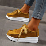 Yellow Lace Up Thick Bottom Sneakers Women Lightweight Wedges Platform Sport Shoes Woman Plus Size 43 Anti Slip Walking Shoes