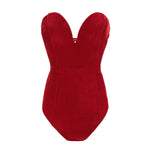 hirigin Women Strapless Neck Bodysuit Sexy Back Lace Up Bodysuit VelvetShapewear Bodycon Leotard Romper Jumpsuit Hot Sale