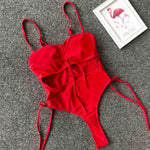Sexy Lace Up Tummy Cut Out Monokini One Piece Swimsuit Women Swimwear Female Leopard Thong Bather Bathing Suit Swim Wear V1290