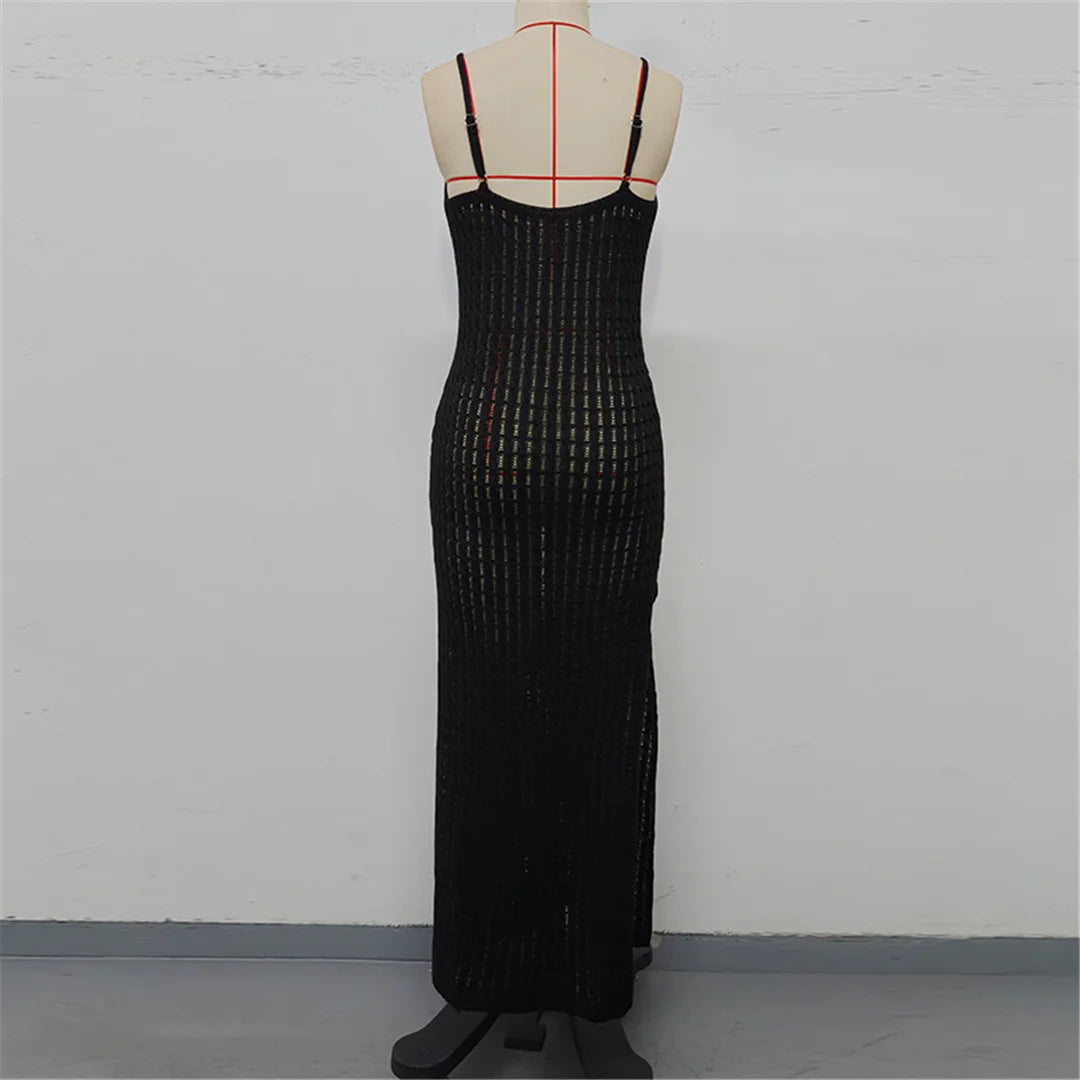 V Neck Sleeveless Hollow Out Crochet Knitted Tunic Beach Cover Up Cover-ups Beach Dress Beach Wear Beachwear Female Women V7212