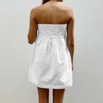Women Sleeveless Strapless Backless Mini Dresses Summer Solid Color A-line Dress