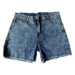 Summer Women Shorts High Waist Washed Retro Distressed Ripped Edge Butt-lifted Slim Fit Pockets Casual Club Party Short Pants