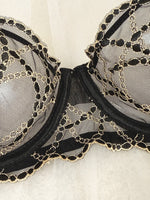 French Style Sexy See-through Lace Underwear Set with Gold Chain High-end Luxury Women's Bra And G-string Set
