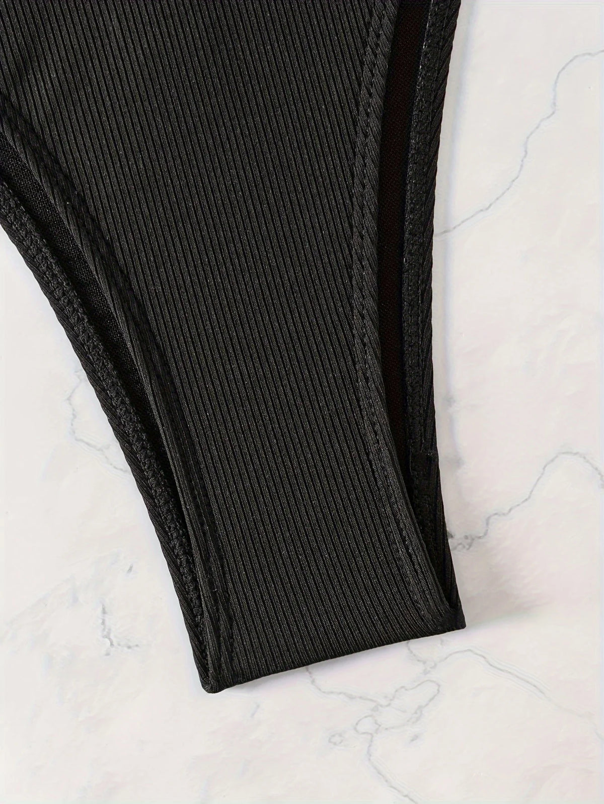 ZTVitality Sexy Bandeau Rib Knit Tie Side Black Bikini Set 2024 Biquini New Arrival Padded Strapless Swimsuit Women's Swimwear
