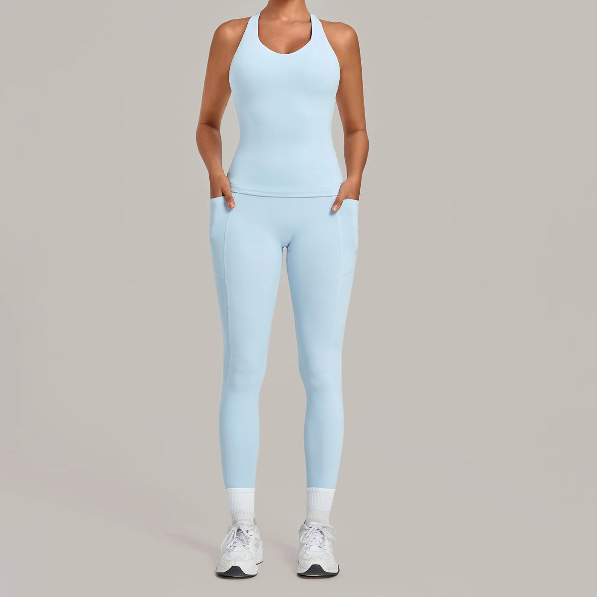 Women's Seamless Yoga Sets Sports Fitness Hip-lifting High Waist Pant Sleeveless Backless Suits Workout Running Leggings Sets