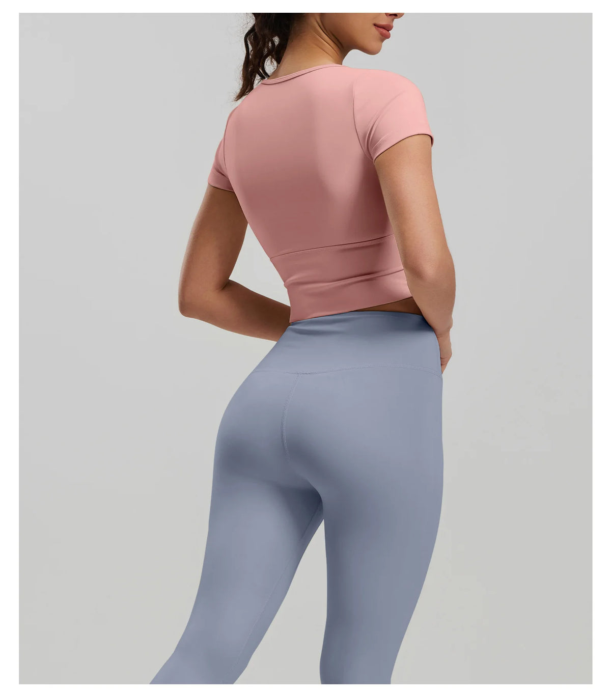2 Pieces Women Tracksuit Yoga Set Spring Summer Short Sleeve Hollow Out Slim Sports Top High Waist Leggings Running Fitness Suit