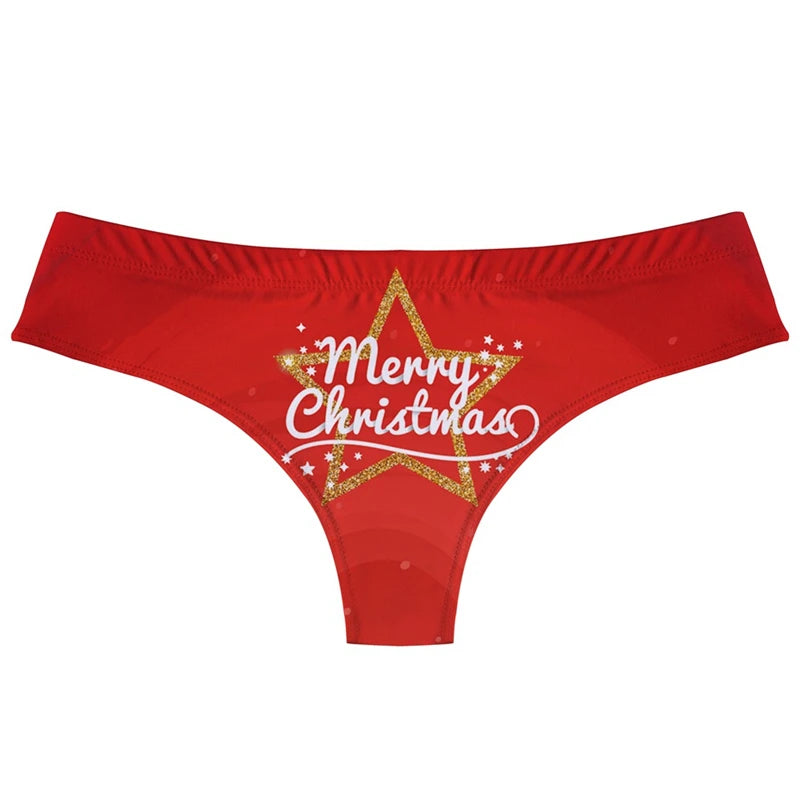 Cute Cartoon Christmas Dog Print Thong Sexy Low Rise Women's G-string Loose Fit T-back Seamless Invisible Female T-pants