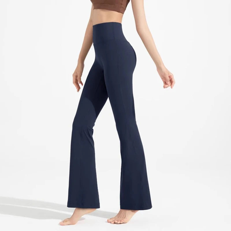 High-Waisted Flared Yoga Fitness Pants Women's Nude Sports Hip Lifting Fitness Trousers