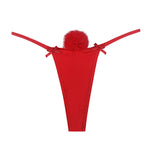 1pcs Hot Sale New Year Red Women Sexy thongs Christmas Style Ball Erotic Sexy Lingerie Bow Decor Female Underwear Lady g-string