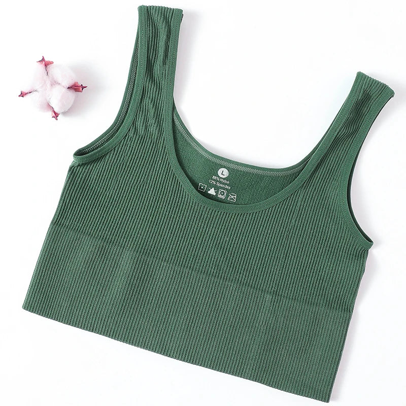 Seamless Bras For Women Streetwear Rib Sports Tank Top Sexy Lingerie No Pads Crop Top Female Fitness Underwear