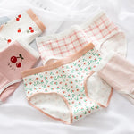 Cotton Panties Comfy Underwear Women Low Waist Briefs Female Underpants Lingerie Ladies Pantys M-XL Cherry Printed Design