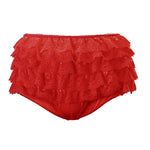 Women's Lolita Hot Sexy Short Pants High Rise Lace Tiered Ruffled Shorts Summer Lounge Bottoms Summer