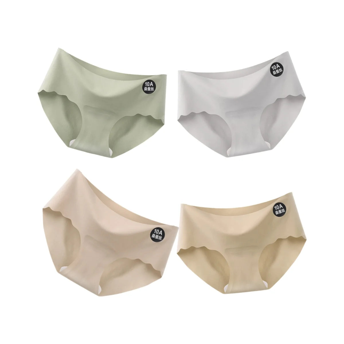 4Pcs/Set Ice Silk Panties Women Low-Waist Stretch Briefs Female Underpants Sexy Lingerie Solid Color Invisible Intimates M-XL