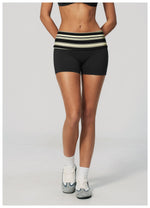 Summer Striped Polka Dot Contrast High Waist Yoga Shorts Hip Lifting Sports Tights Outdoor Workout Fitness Gym Running Pants