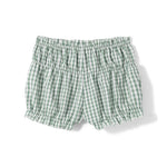Women Summer Ruffle Shorts Casual Plaid Print Elastic Waist Short Pants for Beach Nightclub Bloomers Streetwear