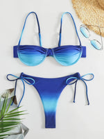 Underwired Gradient High Cut Bikini Female Swimsuit Women Swimwear Two-pieces Bikini Set Micro Thong Bathing Suit Swim Beachwear