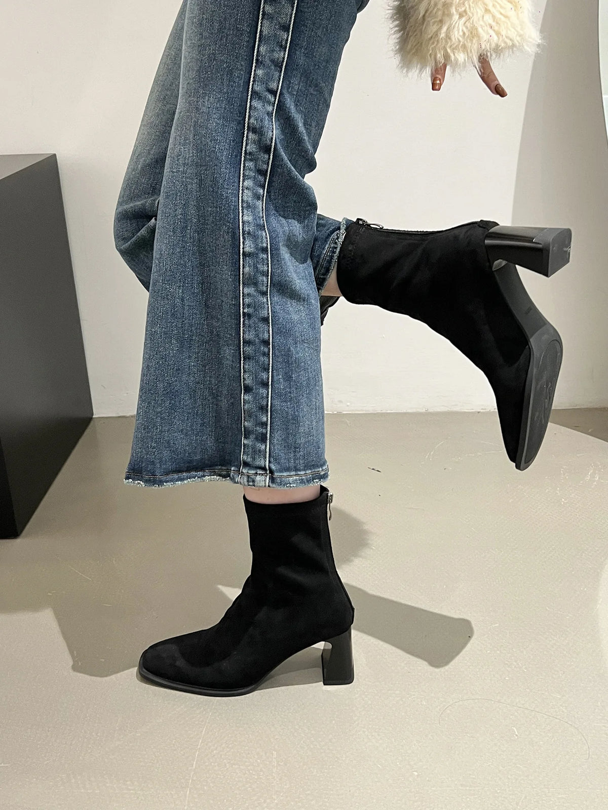 Vintage Thick Heel Square Toe Women Ankle Boots Ladies Elegant Mordern Short Botas Autumn Winter Zapatos De Mujer 2026