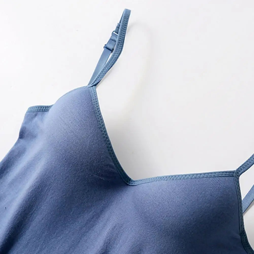 Padded Bra Top Spaghetti Strap V-Neck Sleeveless Quick Drying Slim Fit Sexy Padded Bra Top Bottoming Underwear for Women