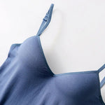 Padded Bra Top Spaghetti Strap V-Neck Sleeveless Quick Drying Slim Fit Sexy Padded Bra Top Bottoming Underwear for Women