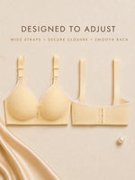 Plus Size Full Coverage Wireless Bra Comfortable Support Fixed Padded Adjustable Wide Strap V-Neck Contrast Trim Pendant