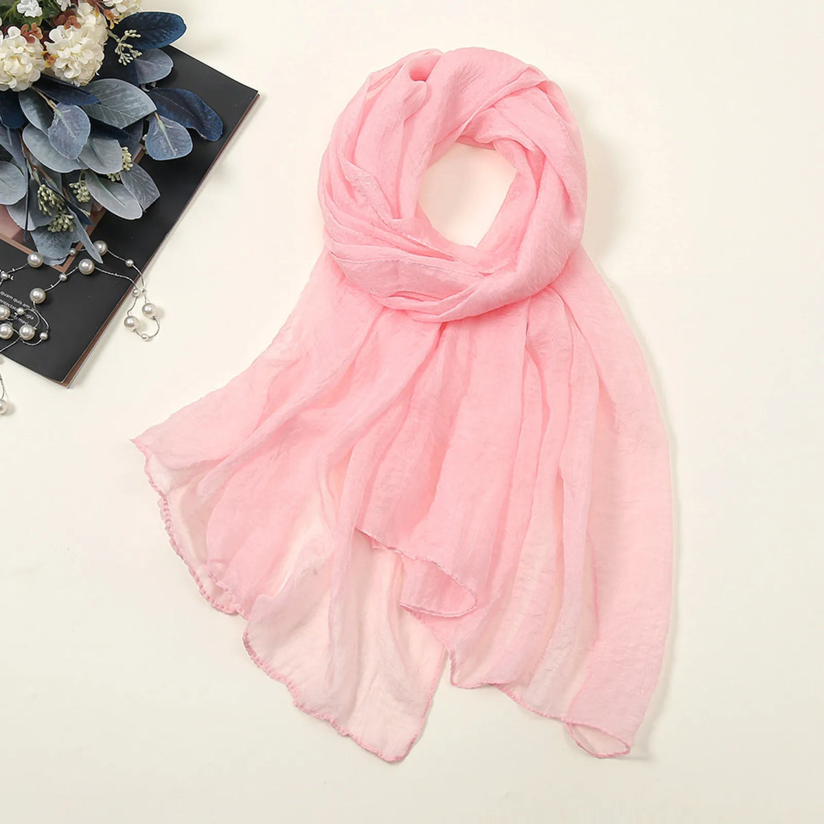 Solid Color Chiffon Scarf Fashionable Lightweight Neck Scarf For Women Summer Neck Sun Protection Silk Scarf Shawl 170*70cm