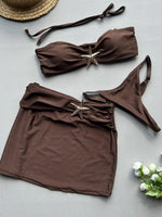3 Pieces Starfish Thong Bikinis 2026 Solid Swimwear Female Sexy Solid Swimsuit Women & Beach Skirt Bathing Swimming Swim Suit
