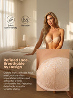 Strapless Push Up Bra Women Skin-Friendly Anti-Slip Adjustable Straps Lace Bralette Invisible Underwear for Daily Wear A3215