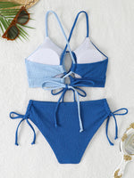 2026 Drawstring Triangle Bikini Women Sexy Color Block Swimwear Female Strappy Swimsuit Bathers Bathing Swimming Swim Suit